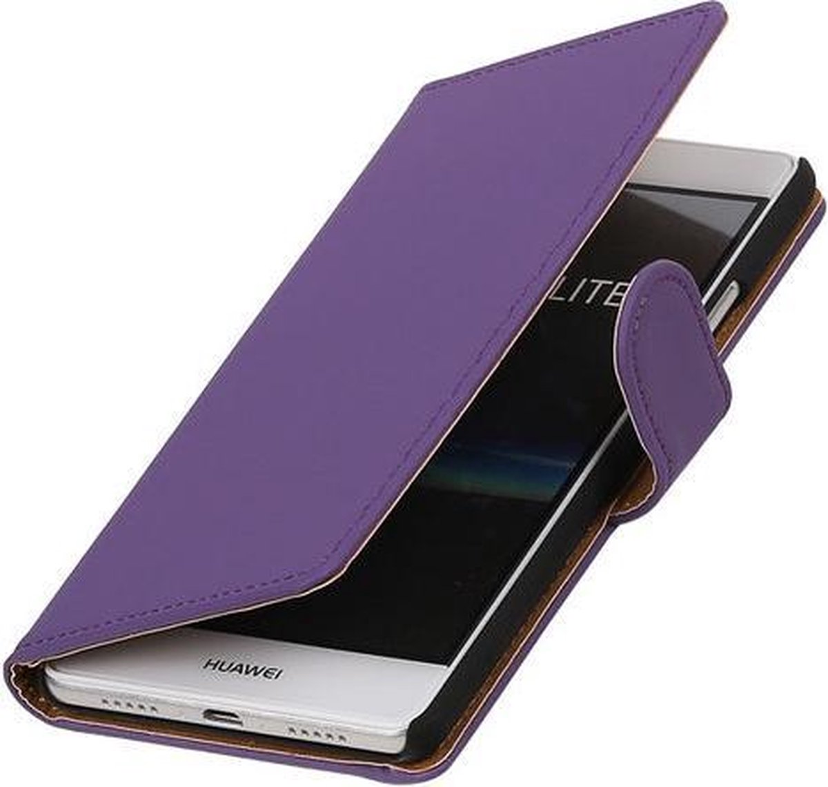 Paars Effen booktype cover hoesje voor Huawei P9 Lite
