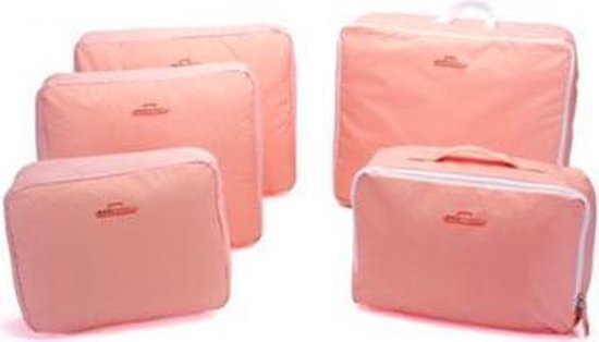 Koffer organiser licht roze 5 stuks / set | Travel bag | Reis organizer | Kledinghoes | Kleding tas |Opgeruimde koffer | Reis tas | Packing cube