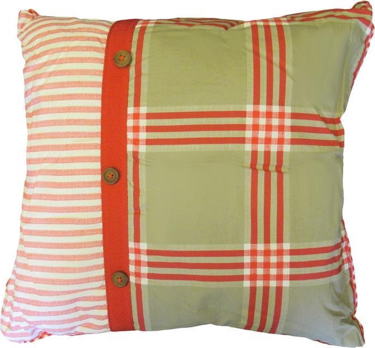 Marieke at Home Natural Check - Sierkussen - 45x45 cm - Red