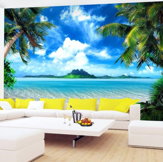 Get Tropisch strand kunst aan de muur Desktop Wallpaper