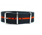 Premium Orange Dark Blue - Nato strap 22mm - Stripe - Horlogeband Oranje Donker Blauw + luxe pouch