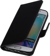 Zwart Smartphone TPU Booktype Samsung Galaxy S6 Edge Wallet Cover Hoesje