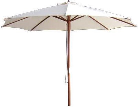Parasol polyester en hout Ecru 3 m - Exclusief voet | bol.com
