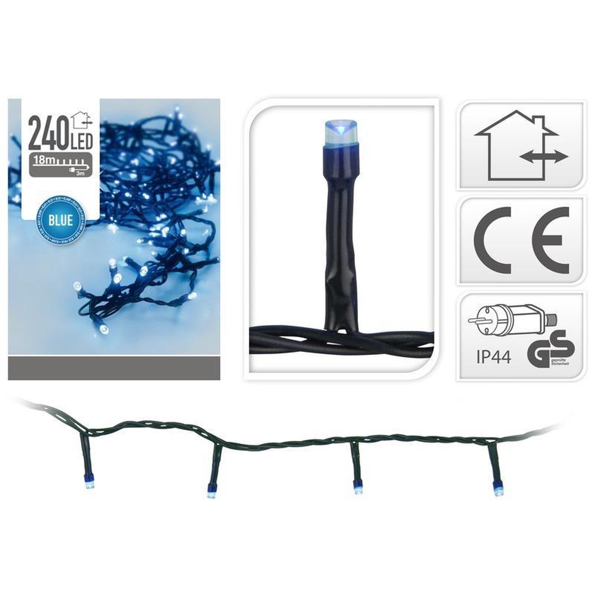 Kerstverlichting blauw buiten 240 lampjes