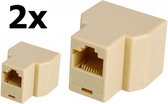 2 Stuks RJ45 Cat5 Cat6 netwerk splitter connector adapter