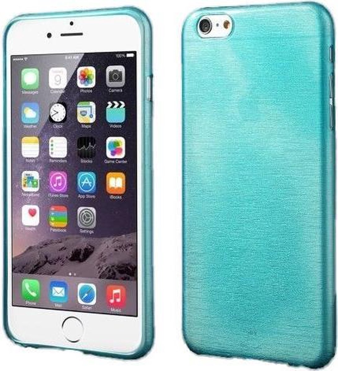 TPU Geborstelde Softcase iPhone 6(s) plus - Blauw