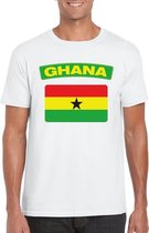 T-shirt met Ghanese vlag wit heren XXL
