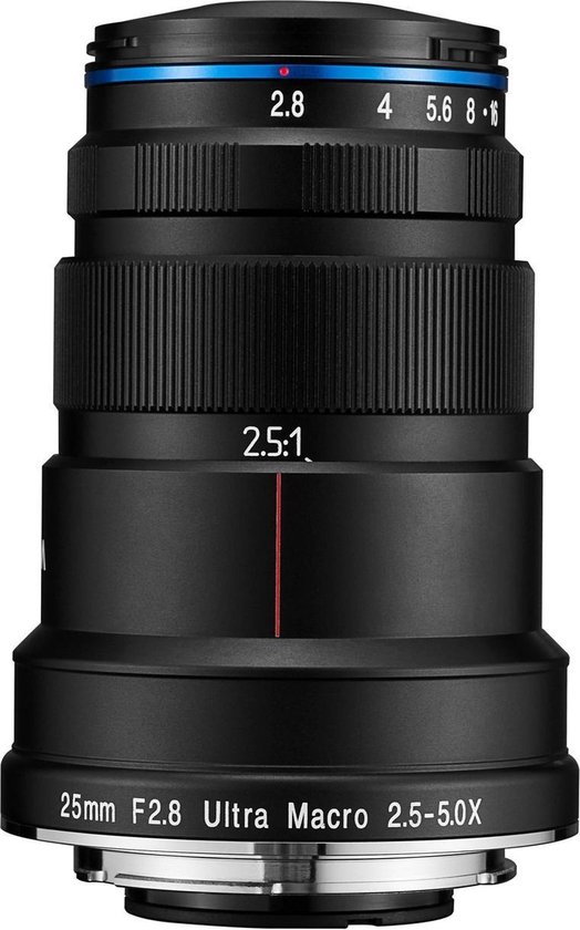 Laowa 25mm f/2.8 2.5-5X Ultra Macro MILC/SLR Macrolens Zwart