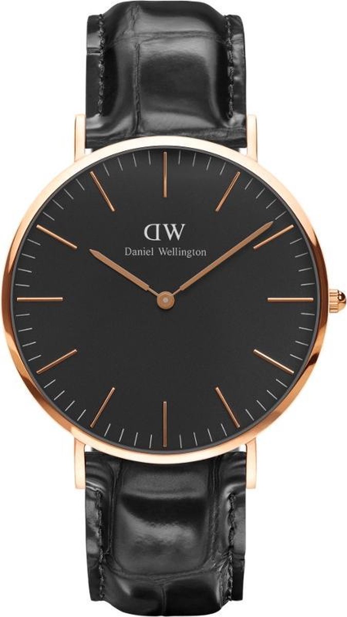 Daniel Wellington DW00100129 Classic Black Reading - Horloge - Leer - Zwart - Ø 40 mm