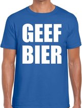 Geef Bier heren shirt blauw - Heren feest t-shirts XXL