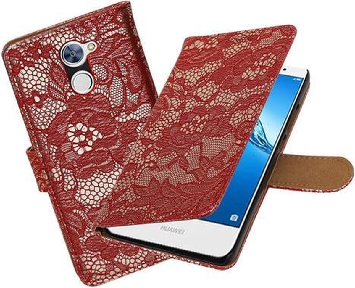 BestCases.nl Huawei Y7 / Y7 Prime Lace booktype hoesje Rood