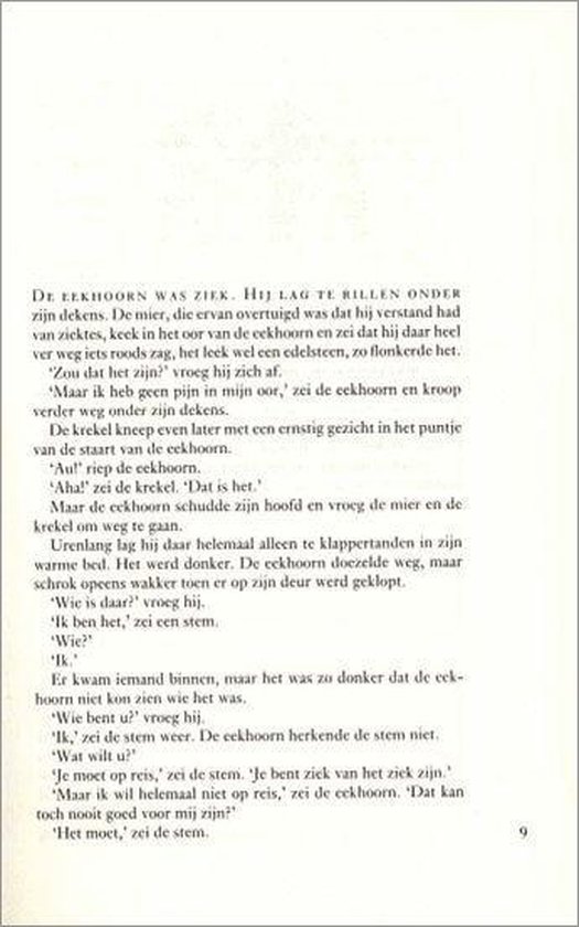 Tekstpagina met een illustratie van een eekhoorn.