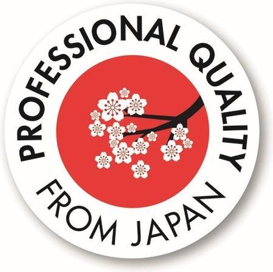 Ronde sticker met Japanse vlag en kersenbloesems, met de tekst PROFESSIONAL QUALITY FROM JAPAN.