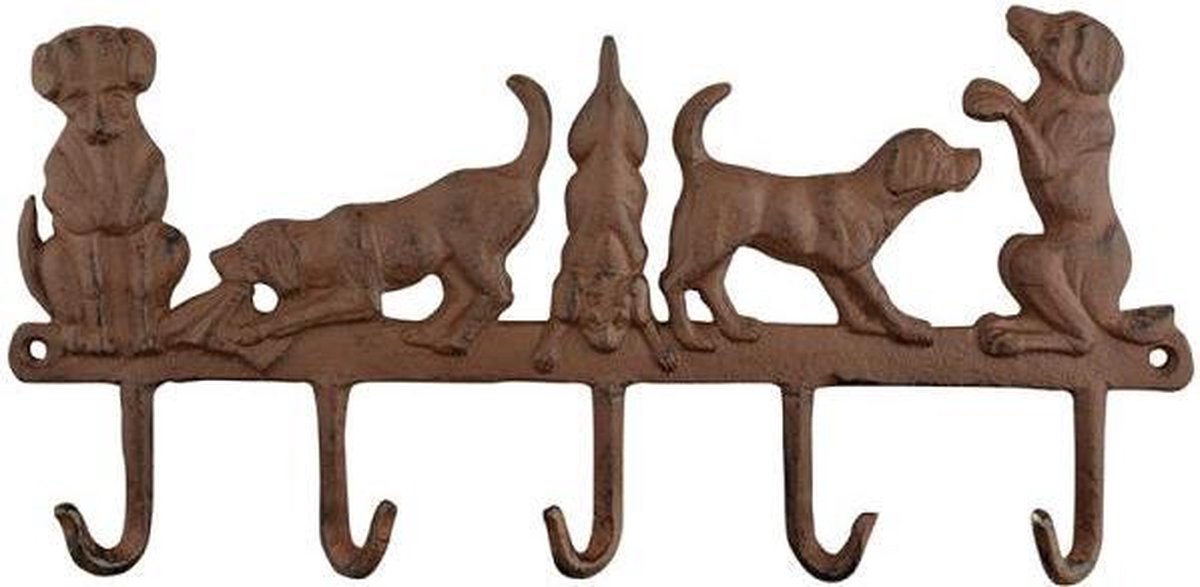 Esschert Design Hanger 5 honden gietijzer - Default Title Roestbruin