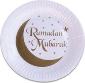16x Ramadan Mubarak thema bordjes 18 cm - Wegwerp servies - Suikerfeest/Offerfeest/Ramadanfeest versieringen/decoraties