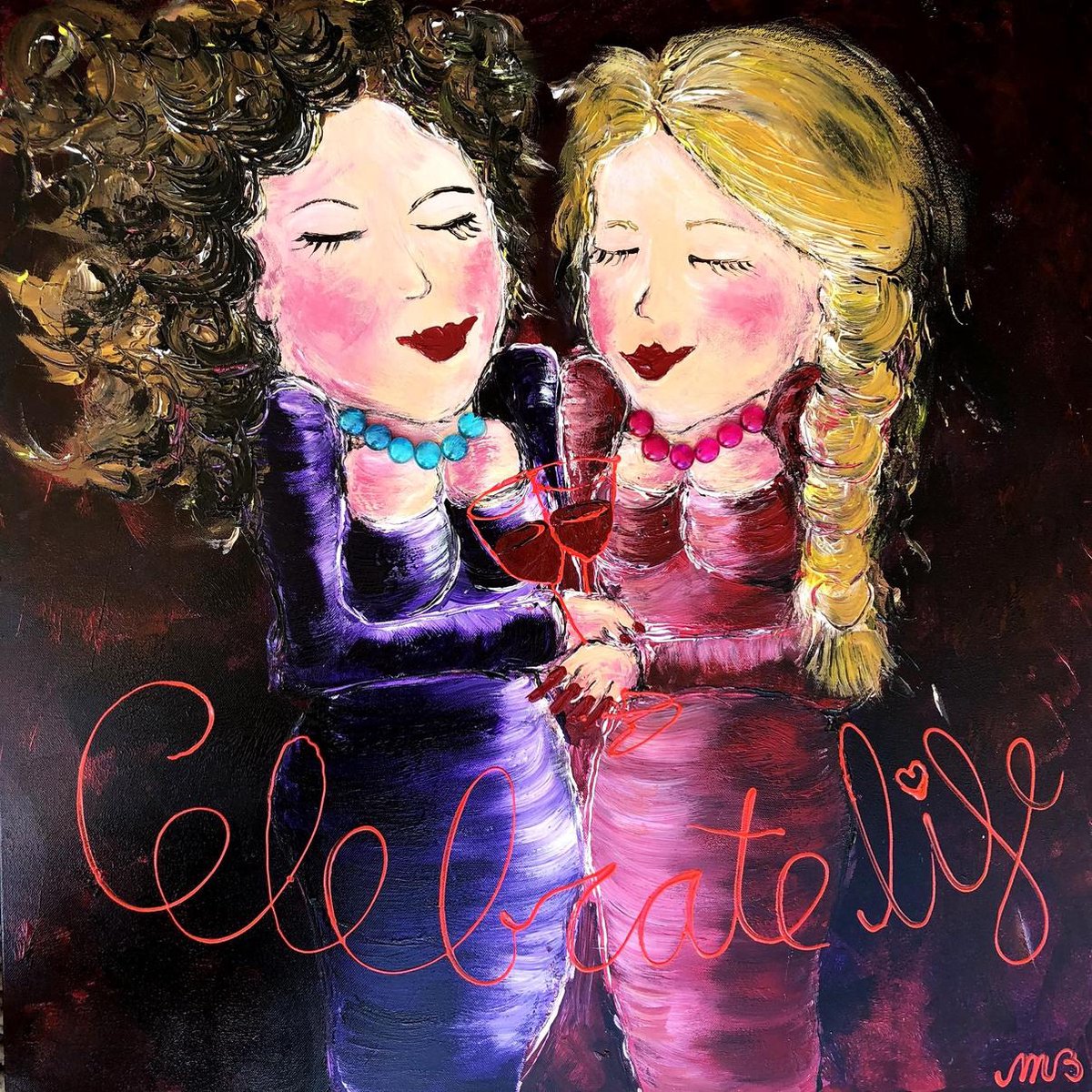 SCHILDERIJ CELEBRATE LIFE handgeschilderd