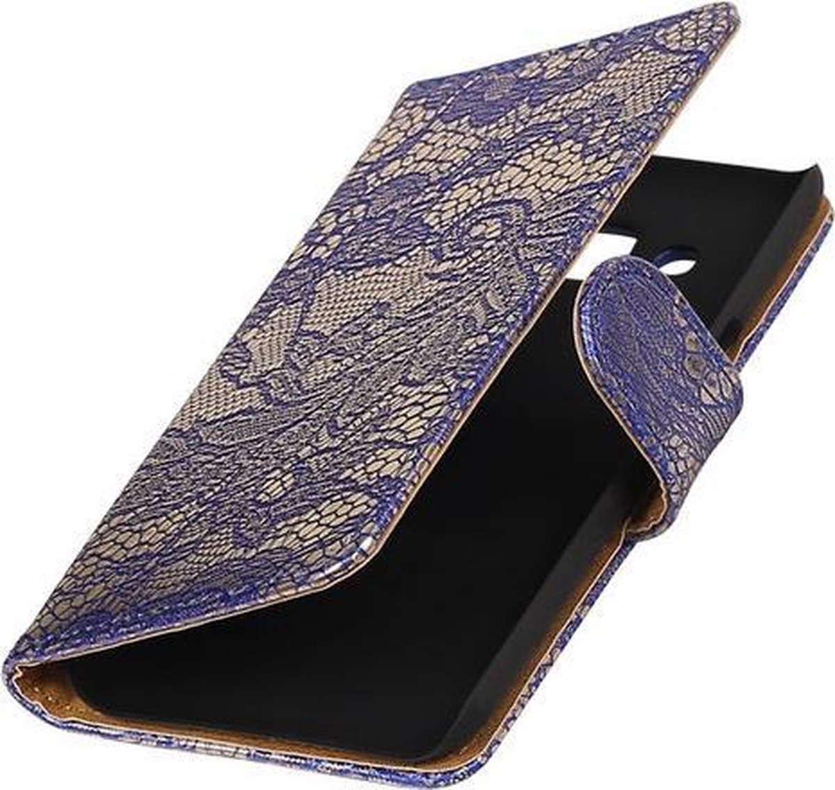 Blauw Lace booktype wallet cover hoesje voor Huawei P9 Plus
