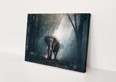 Olifant in oerwoud - Foto op Canvas - 150 x 100 cm