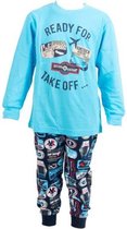 Fun2Wear vliegtuig kinderpyjama  aqua maat 116