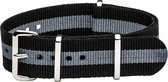Premium Grey Black - Nato strap 18mm - Stripe - Horlogeband Grijs Zwart