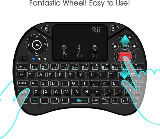 Rii K22 Mini Slim Multimedia-toetsenbord, 2,4 GHz, ultra-robuuste aluminiumlegering en lithium-ion-accu voor pc, laptop, Raspberry Pi2/Pi3, Smart TV, Android Box