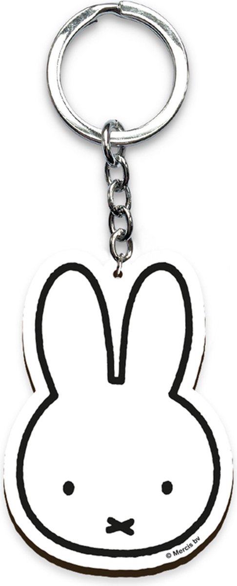 Sleutelhanger - Nijntje Snoet Wit - Hout - Originele Licentie - Dick Bruna - 7x5cm