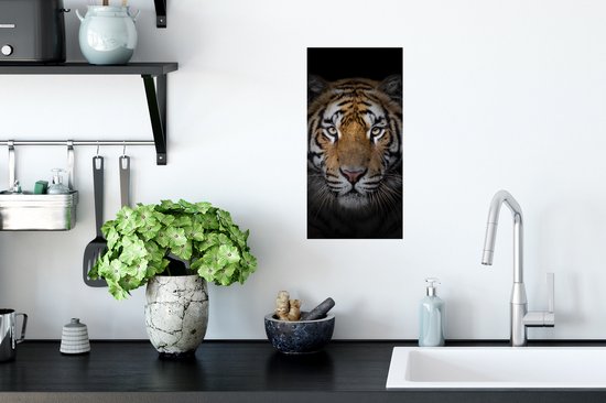 Stickers muraux - Feuille Autocollant - Tigre - Animaux Sauvages - Portrait - Zwart - Animaux - 20x40 cm - Film Adhésif - Stickers muraux Chambre Enfant - Papier Peint Autocollant