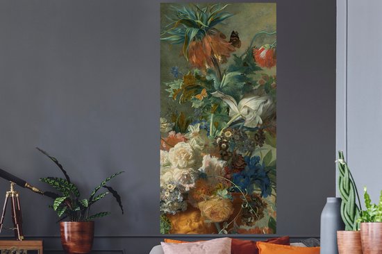 Stickers Stickers muraux - Nature morte aux fleurs - Peinture de Jan van Huysum - 80x160 cm - Feuille adhésive
