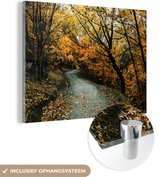 MuchoWow® Peinture sur verre 160x120 cm - Peinture sur verre acrylique - Feuilles - Automne - Forêt - Photo sur verre - Peintures