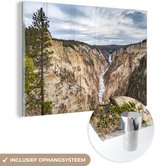 MuchoWow® Glasschilderij 90x60 cm - Schilderij acrylglas - Yellowstone Verenigde Staten - Foto op glas - Schilderijen