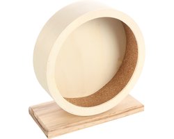 Hamster speelgoed – Flamingo Bogie Looprad – lichtbruin – M (20x22x10 cm) – houten looprad met stille kogellager & antislip – stevig & veilig – geschikt voor hamsters, ratten & eekhoorns