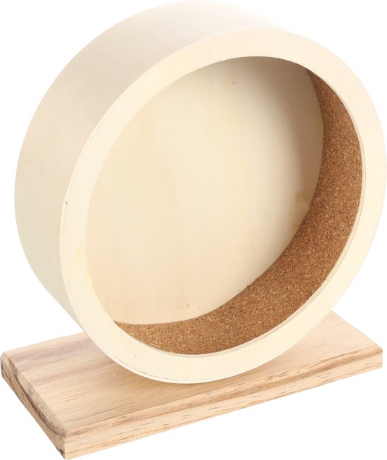 Hamster speelgoed – Flamingo Bogie Looprad – lichtbruin – M (20x22x10 cm) – houten looprad met stille kogellager & antislip – stevig & veilig – geschikt voor hamsters, ratten & eekhoorns