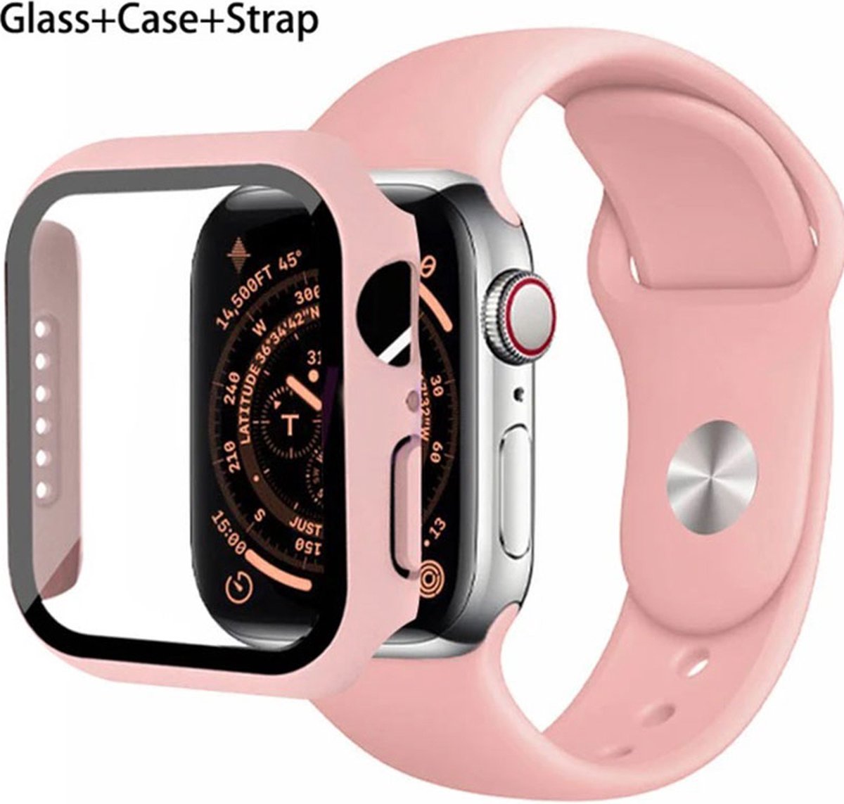 Sportband + TPU hoesje Roze voor Apple Watch 38-40-41 mm Series 1-2-3-4-5-6-SE-7
