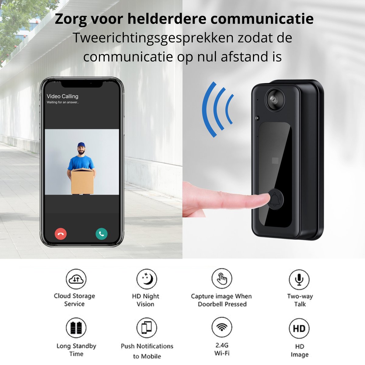 Slimme Videodeurbel met Camera en Nachtzicht - afbeelding 3