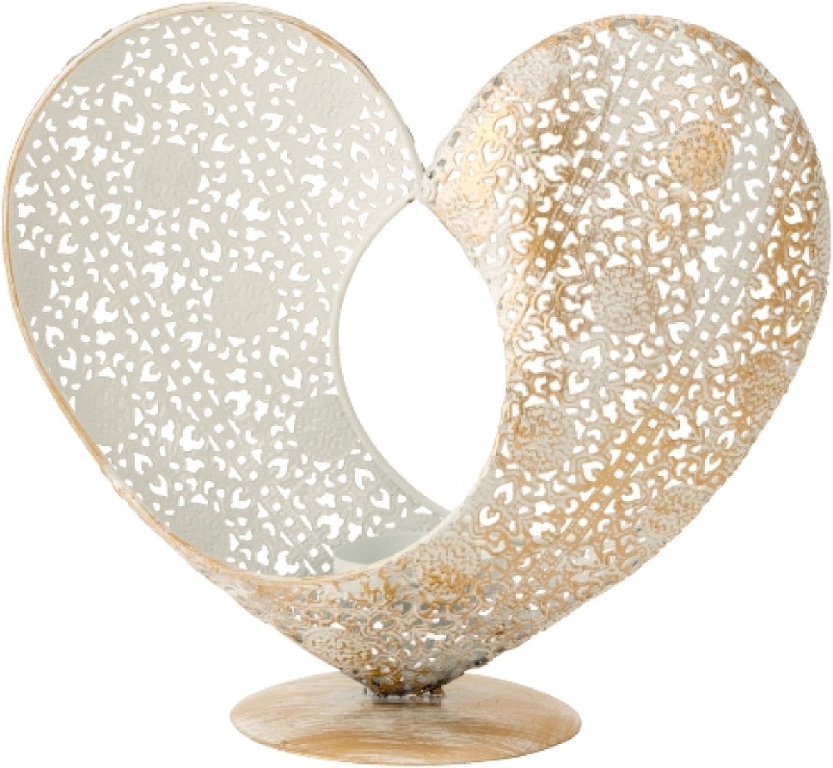 Waxinehouder - Metalen Hart - hoogte 19,5 cm - Decoratie - Kado Tip