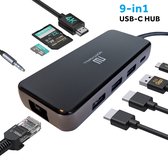 Northwall 9 in 1 USB C Hub & Docking Station - USB Splitter - Audio - 4K HDMI - USB A & USB C - Ethernet - Micro SD card reader - Geschikt voor Macbook, Laptop en Windows