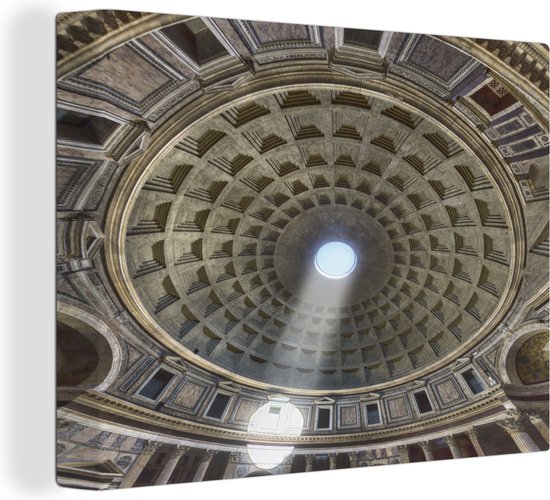 Canvas schilderij 160x120 cm - Wanddecoratie Het hele plafond van het Pantheon in Rome - Muurdecoratie woonkamer - Slaapkamer decoratie - Kamer accessoires - Schilderijen
