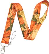 Lanyards - longe robuste Fleurs Oranje - cordon - cordon - clés - avec cordon téléphonique