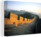 Canvas Schilderij De Chinese Muur bij zonsondergang - 120x90 cm - Wanddecoratie