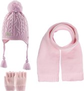 Kitti 3-Delig Winter Set | Muts (Beanie) met Fleecevoering - Sjaal - Handschoenen | 1-4 Jaar Meisjes | K23160-04-02 | Light Pink