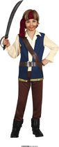 Guirca - Piraat & Viking Kostuum - Gevaarlijke Brutus Piraat - Jongen - Blauw, Bruin, Wit / Beige - 10 - 12 jaar - Carnavalskleding - Verkleedkleding