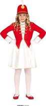 Guirca - Dans & Entertainment Kostuum - Fanfare Majorette Tamboer Maitre - Meisje - Rood, Wit / Beige - 5 - 6 jaar - Carnavalskleding - Verkleedkleding