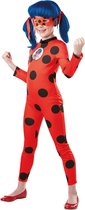 Rubies - Lieveheersbeest Kostuum - Deluxe Miraculous Ladybug Met Knuffeltje Kind - Meisje - Rood - Maat 104 - Carnavalskleding - Verkleedkleding