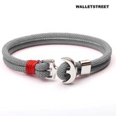 Walletstreet Rope Chain Anker Armband-Grijs- Armband 21 cm-voor mannen en vrouwen-Kerstcadeau- Ideale geschenk