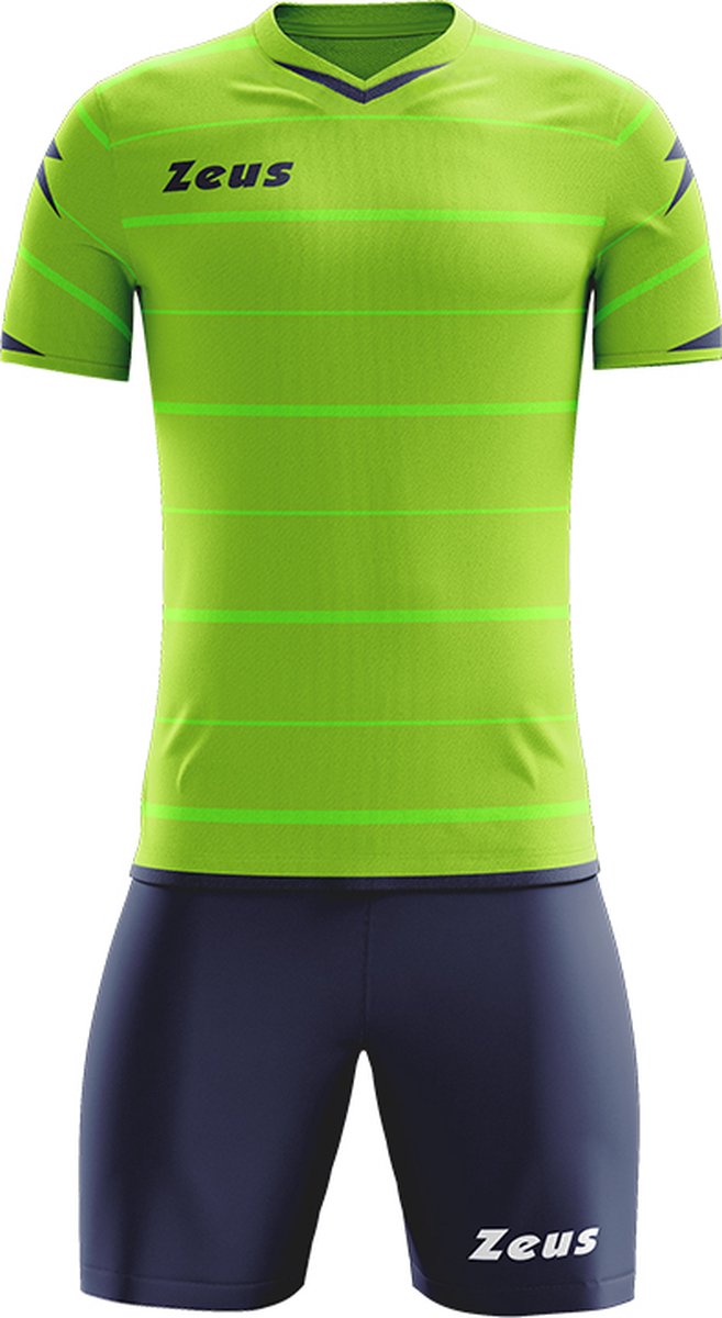 Tenue korte mouwen, Fluo Groen/Navy blauw, Zeus Omega, inclusief sokken, maat XL