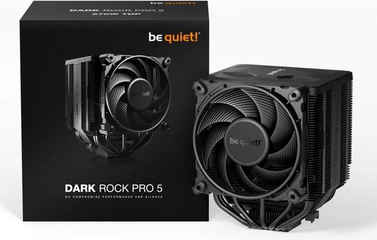 be quiet! Dark Rock Pro 5 - Koeler voor processor - 2000 omw/min. - 8.9 - 23.3 dBA - 4-pins PMW - voor Intel LGA: 1700, 1200, 115x - AMD AM5, AM4 - zwart - Be Quiet!