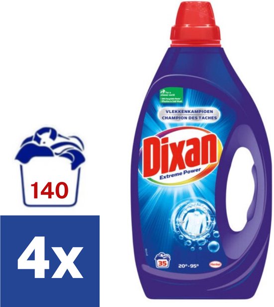 Lessive Liquide Dixan Extreme Power - 4 x 1,75 l (140 lavages)