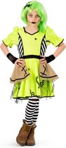 Funny Fashion - Heks & Spider Lady & Voodoo & Duistere Religie Kostuum - Kriebelbeestjes Heks Bugs - Meisje - Geel - Maat 140 - Carnavalskleding - Verkleedkleding