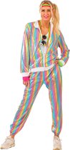 Funny Fashion - Jaren 80 & 90 Kostuum - Rainbow Sequin Jogging - Vrouw - Multicolor - Maat 44-46 - Carnavalskleding - Verkleedkleding