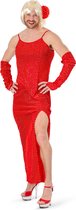 Funny Fashion - Potloodventer & Travestiet Kostuum - Diva Della Rosa - Man - Rood - Maat 52-54 - Carnavalskleding - Verkleedkleding